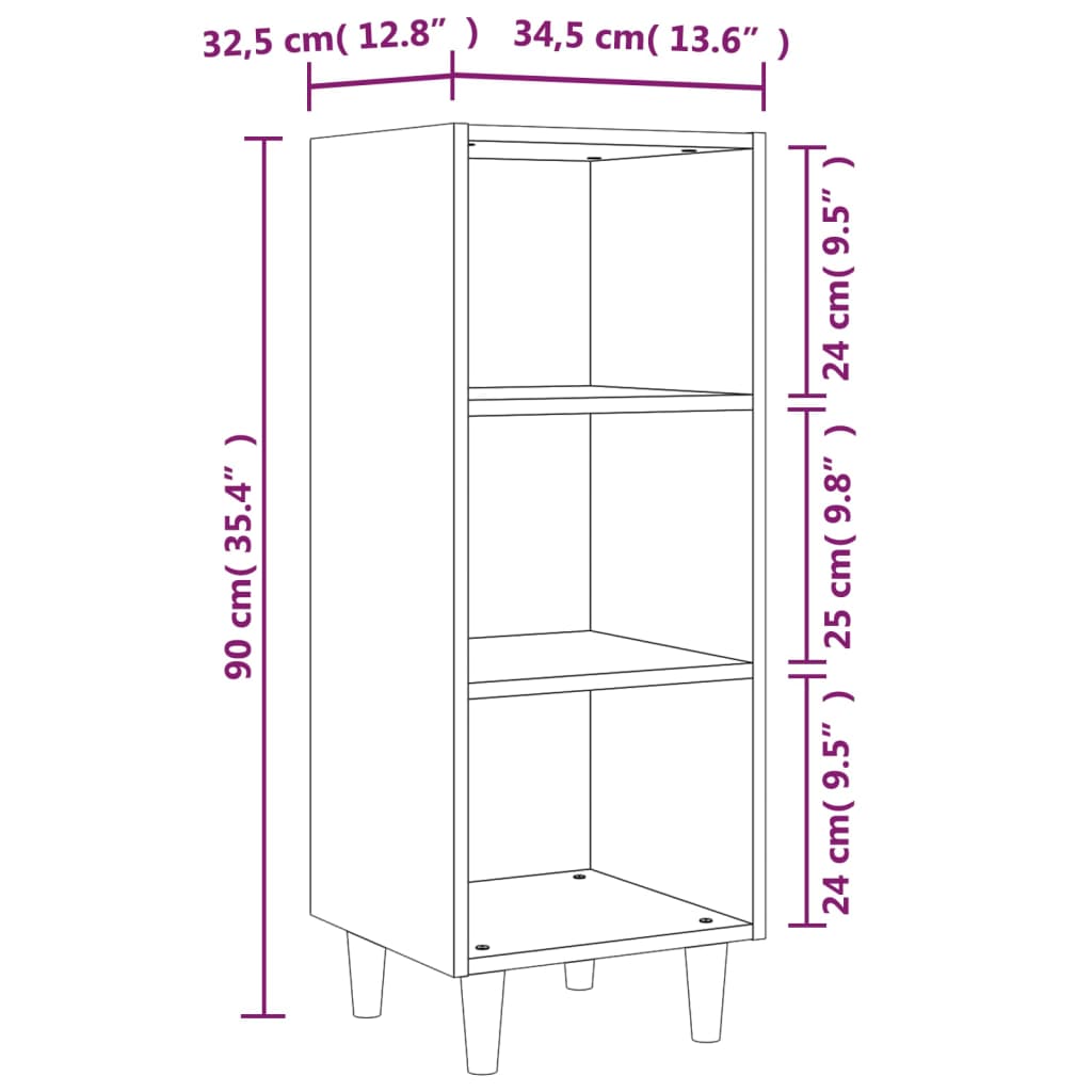 Dressoir 34,5x32,5x90 cm bewerkt hout