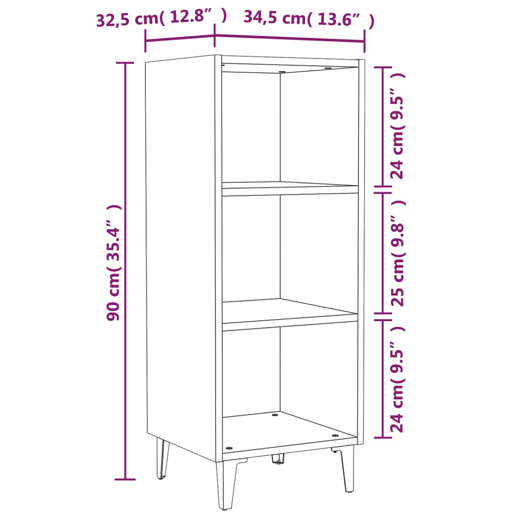 Dressoir 34,5x32,5x90 cm bewerkt hout