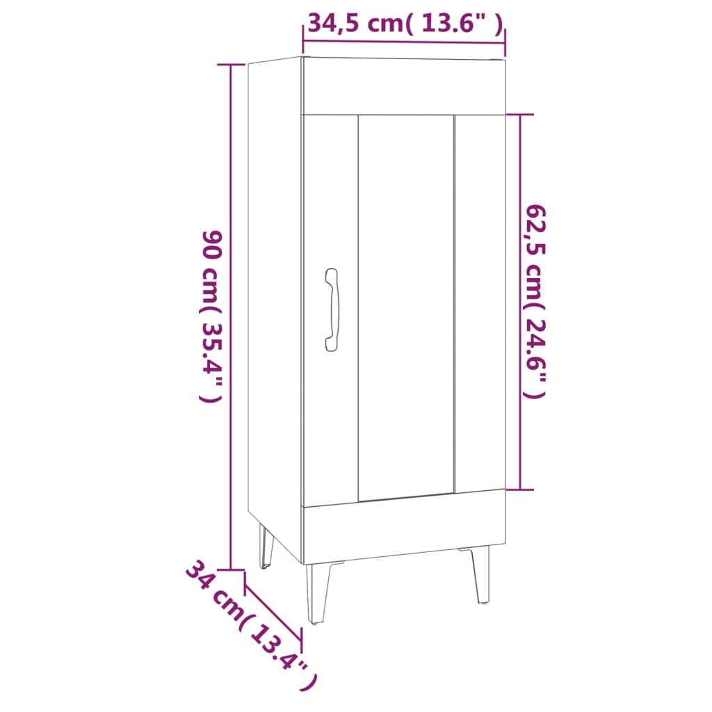 Dressoir 34,5x34x90 cm bewerkt hout