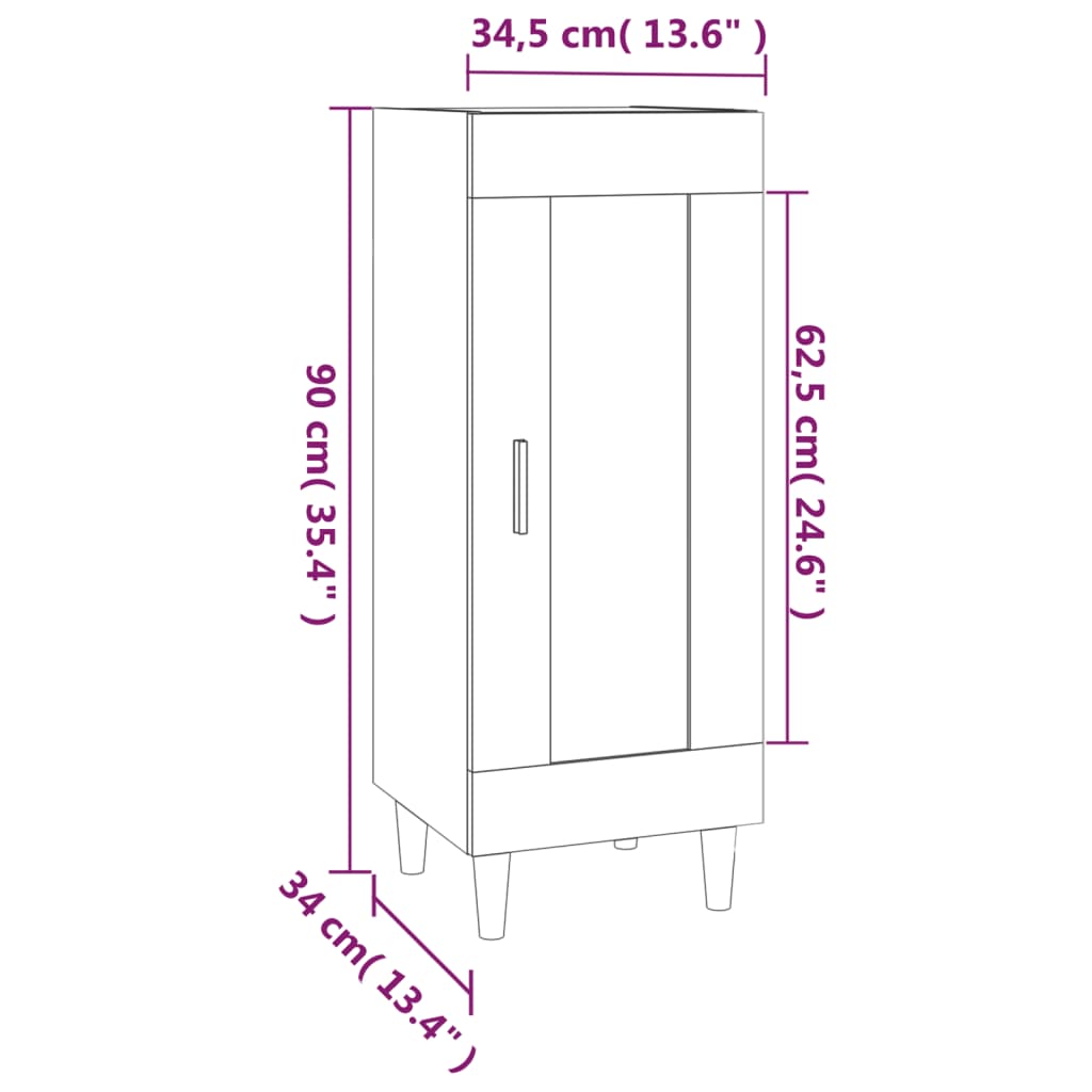 Dressoir 34,5x34x90 cm bewerkt hout eikenkleurig