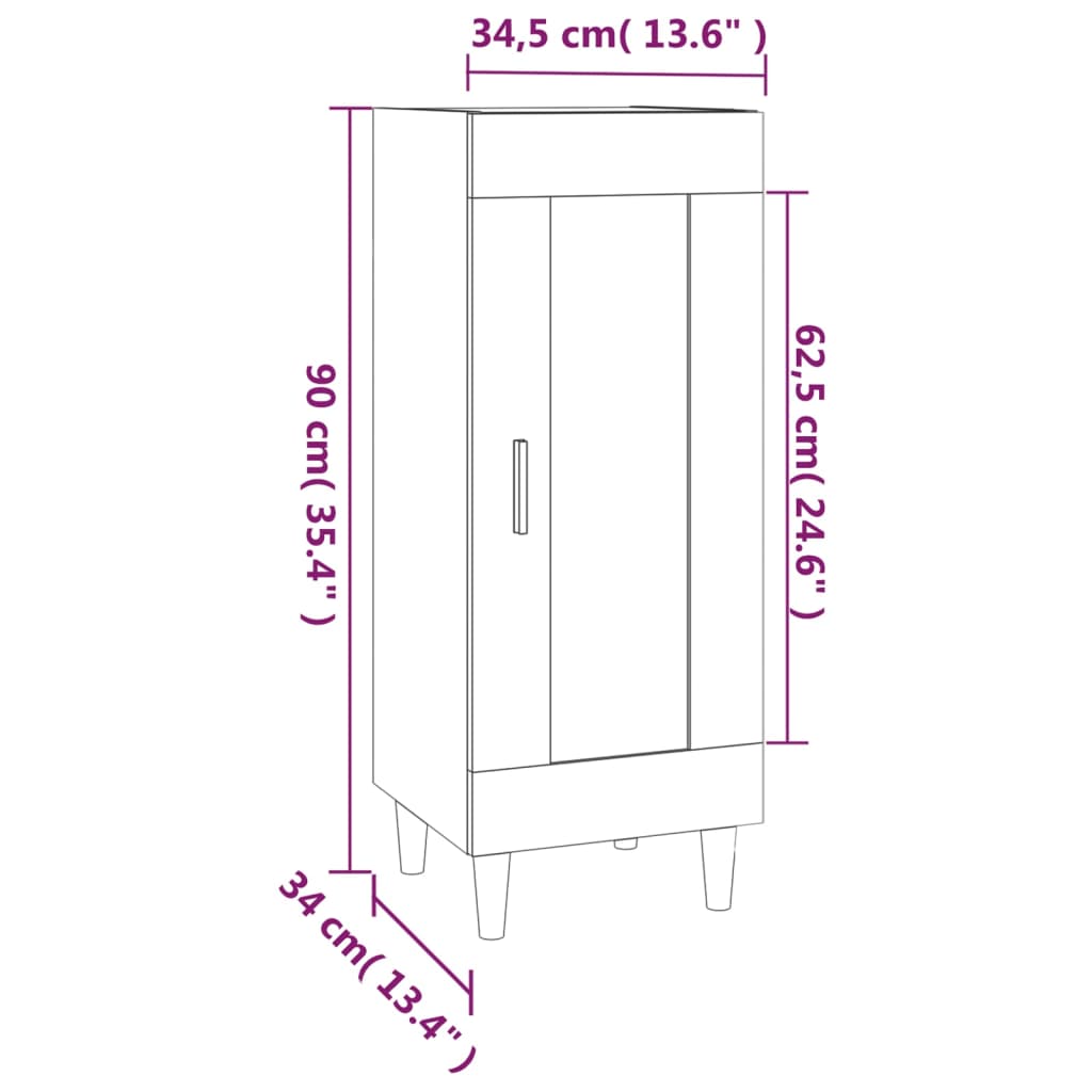 Dressoir 34,5x34x90 cm bewerkt hout eikenkleurig