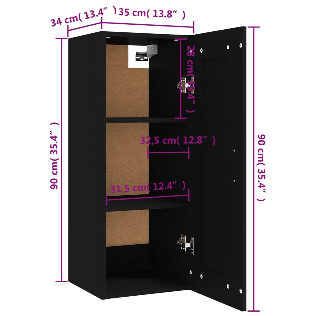 Hangkast 35x34x90 cm bewerkt hout