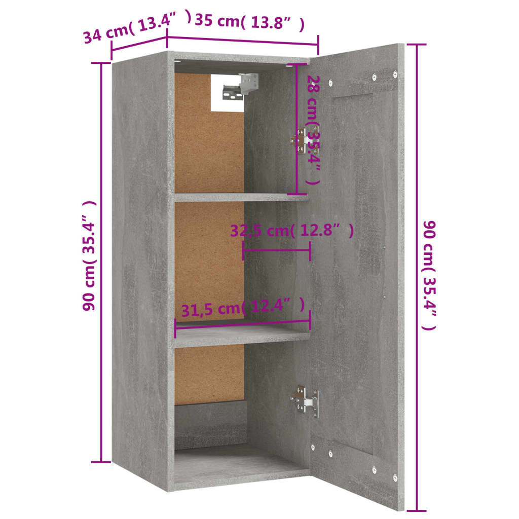 Hangkast 35x34x90 cm bewerkt hout