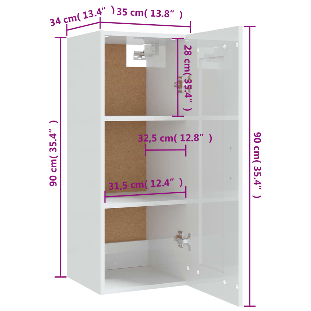 Hangkast 35x34x90 cm bewerkt hout