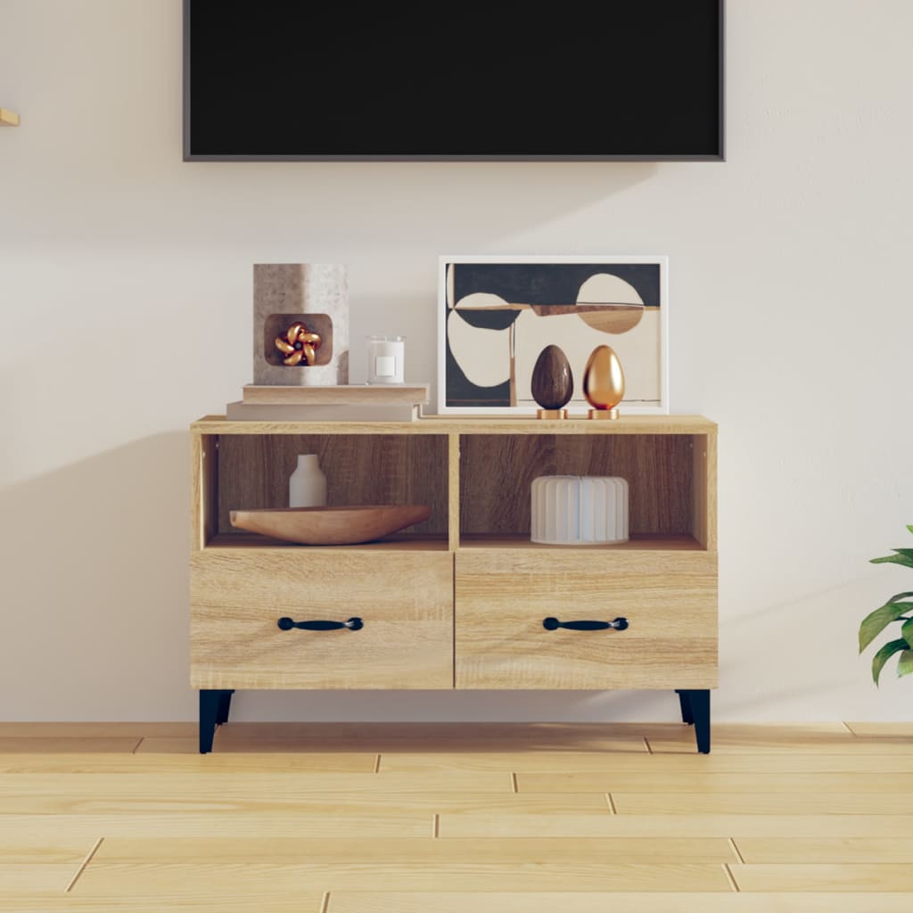 Tv-meubel 80x36x50 cm bewerkt hout bruin eikenkleur