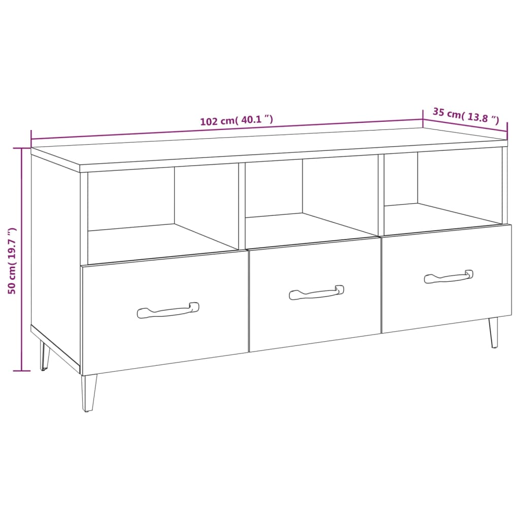 Tv-meubel 102x35x50 cm bewerkt hout