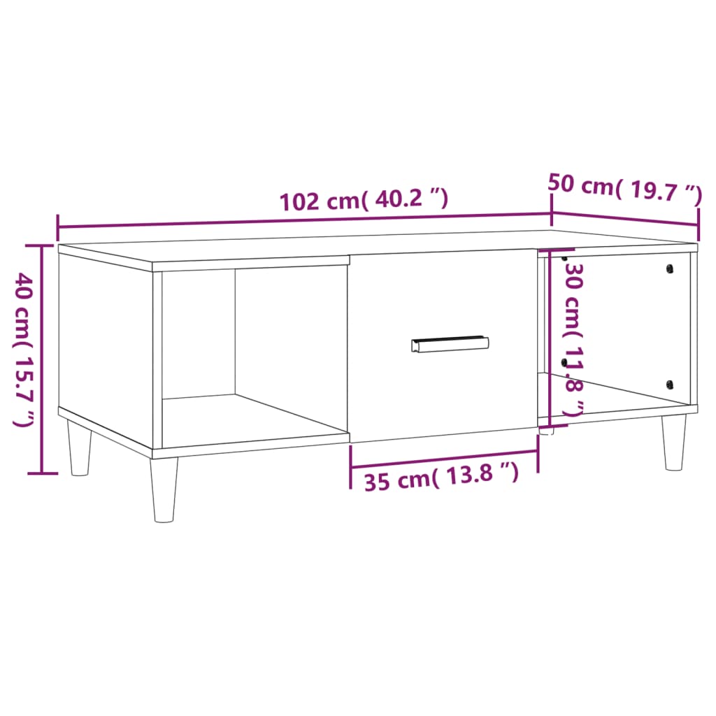 Salontafel 102x50x40 cm bewerkt hout