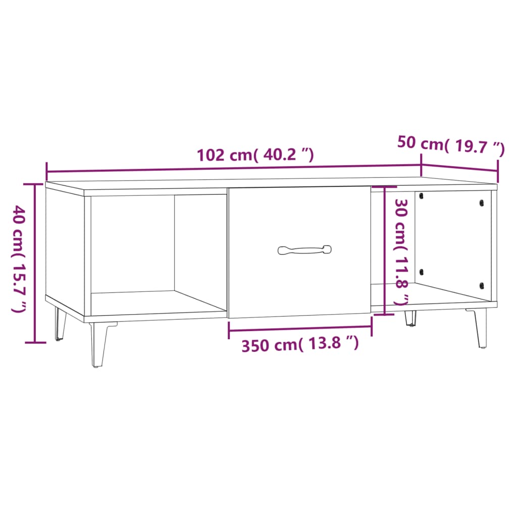 Salontafel 102x50x40 cm bewerkt hout