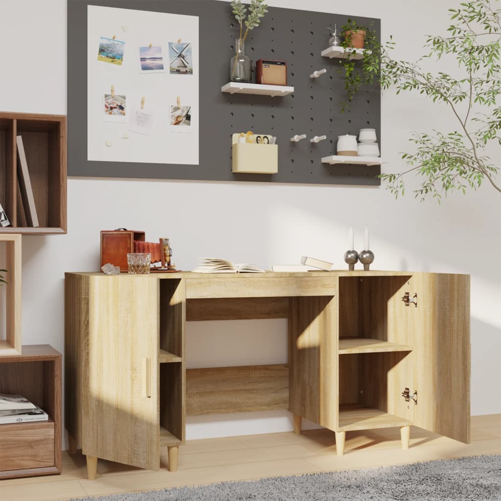 Bureau 140x50x75 cm bewerkt hout eikenkleurig