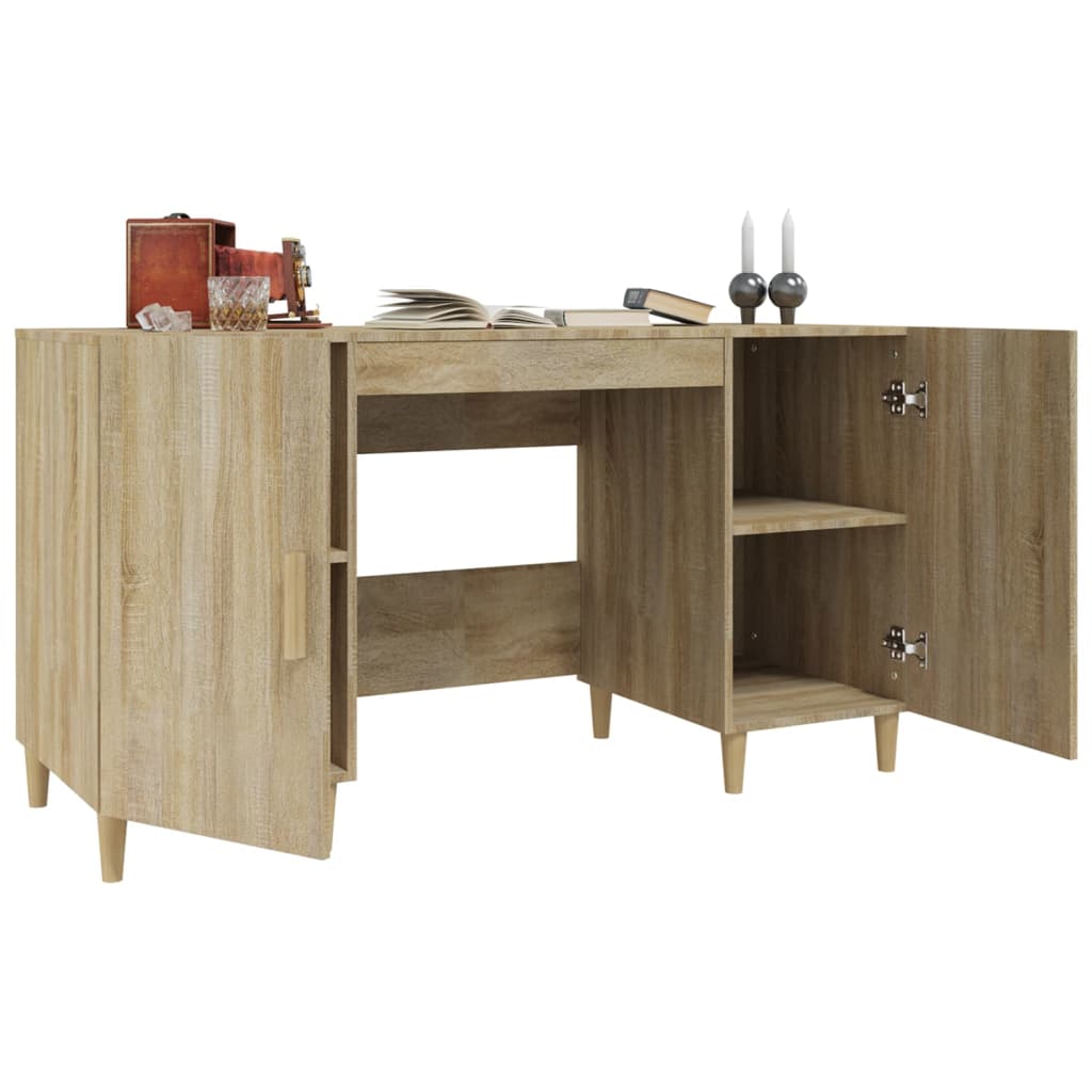 Bureau 140x50x75 cm bewerkt hout eikenkleurig