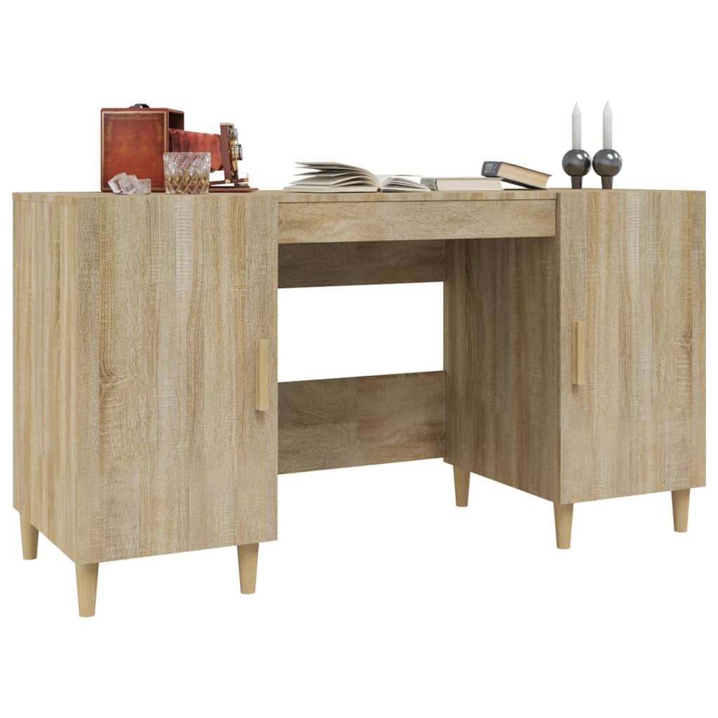 Bureau 140x50x75 cm bewerkt hout eikenkleurig