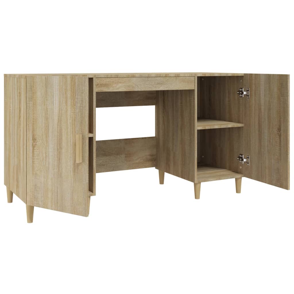 Bureau 140x50x75 cm bewerkt hout eikenkleurig