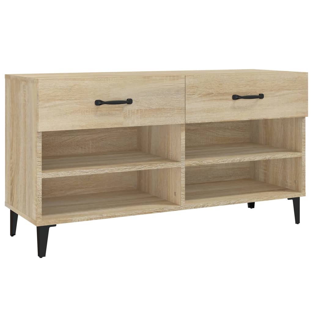 Schoenenkast 102x35x55 cm bewerkt hout bruin eikenkleur