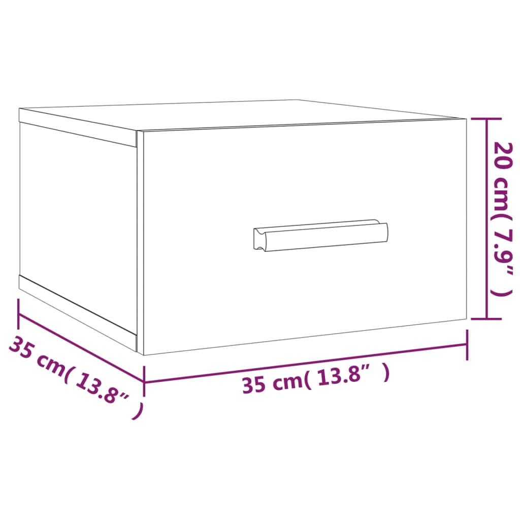 Nachtkastjes 2 st wandgemonteerd 35x35x20 cm