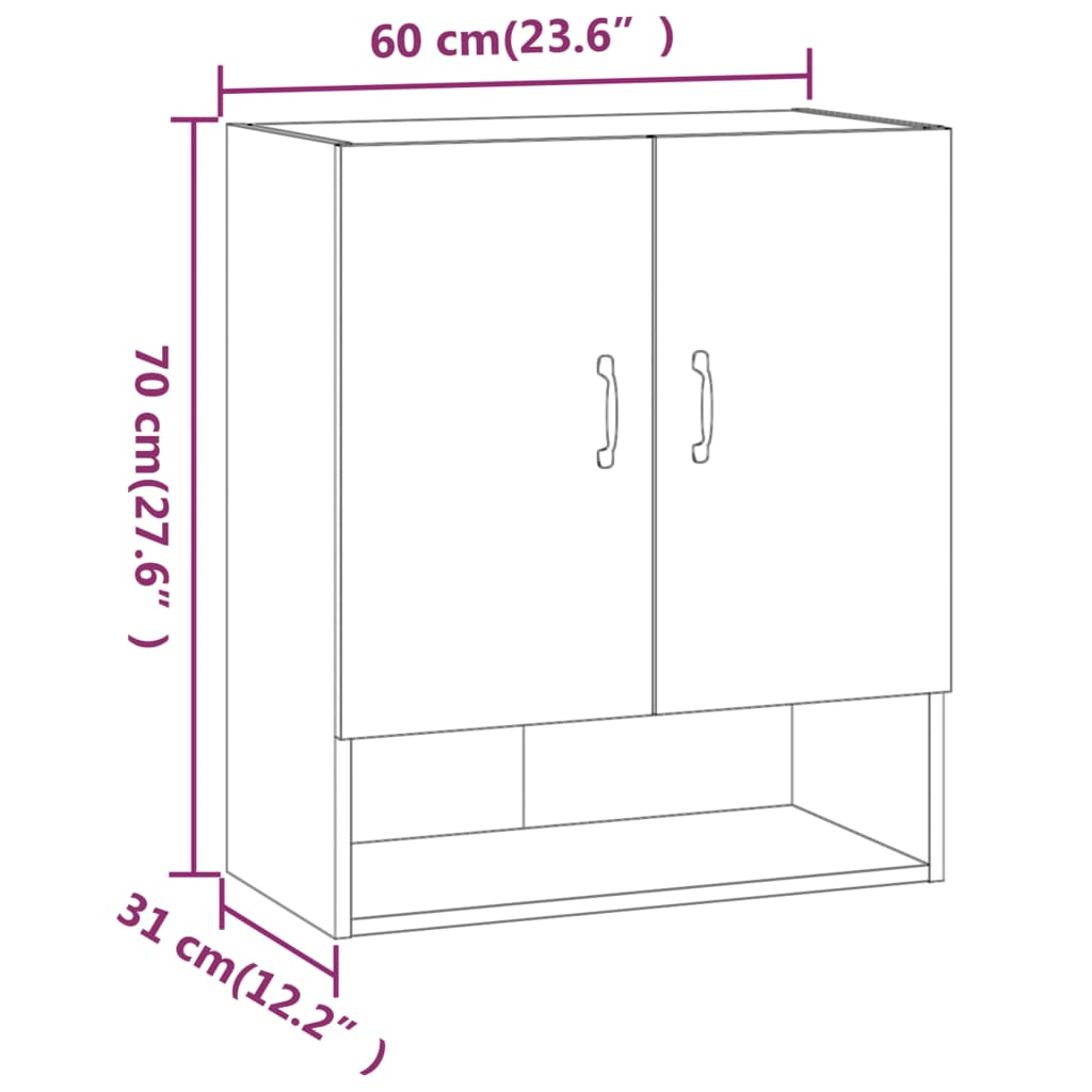 Wandkast 60x31x70 cm bewerkt hout eikenkleurig