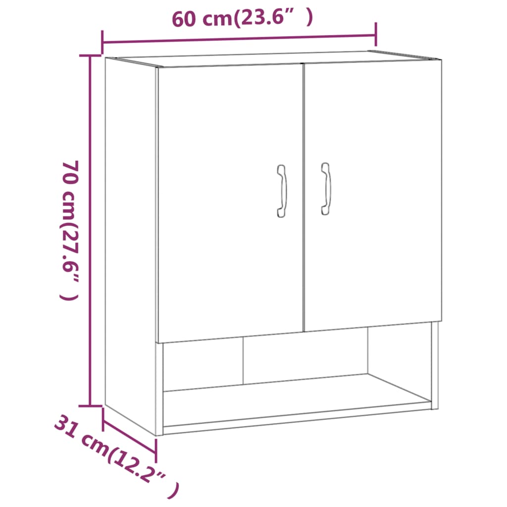 Wandkast 60x31x70 cm bewerkt hout