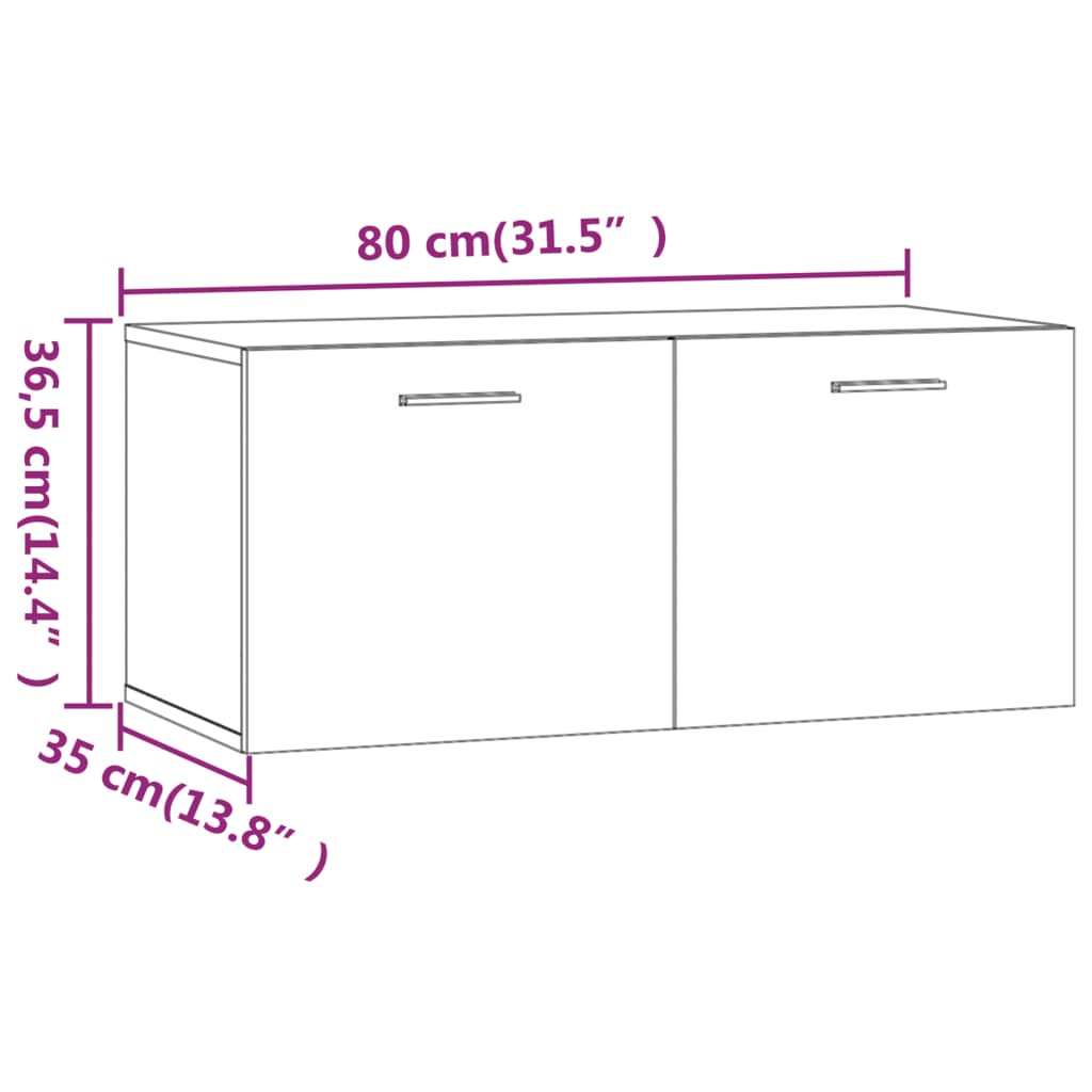 Wandkast 80x35x36,5 cm bewerkt hout