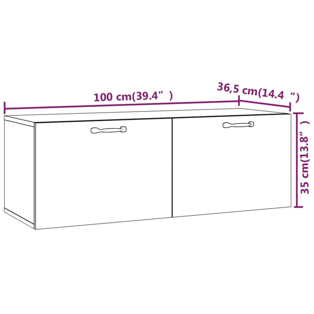 Wandkast 100x36,5x35 cm bewerkt hout eikenkleurig