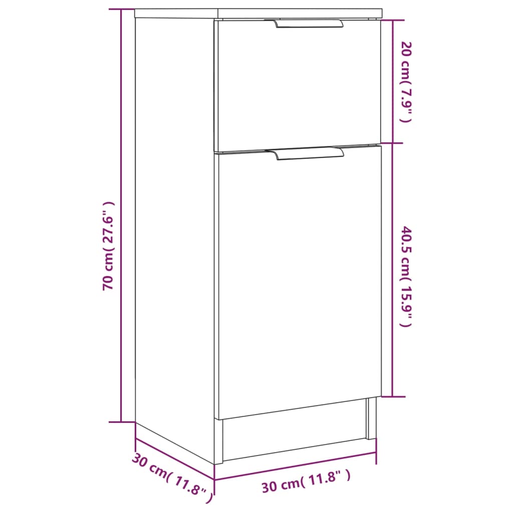 Dressoir 30x30x70 cm bewerkt hout