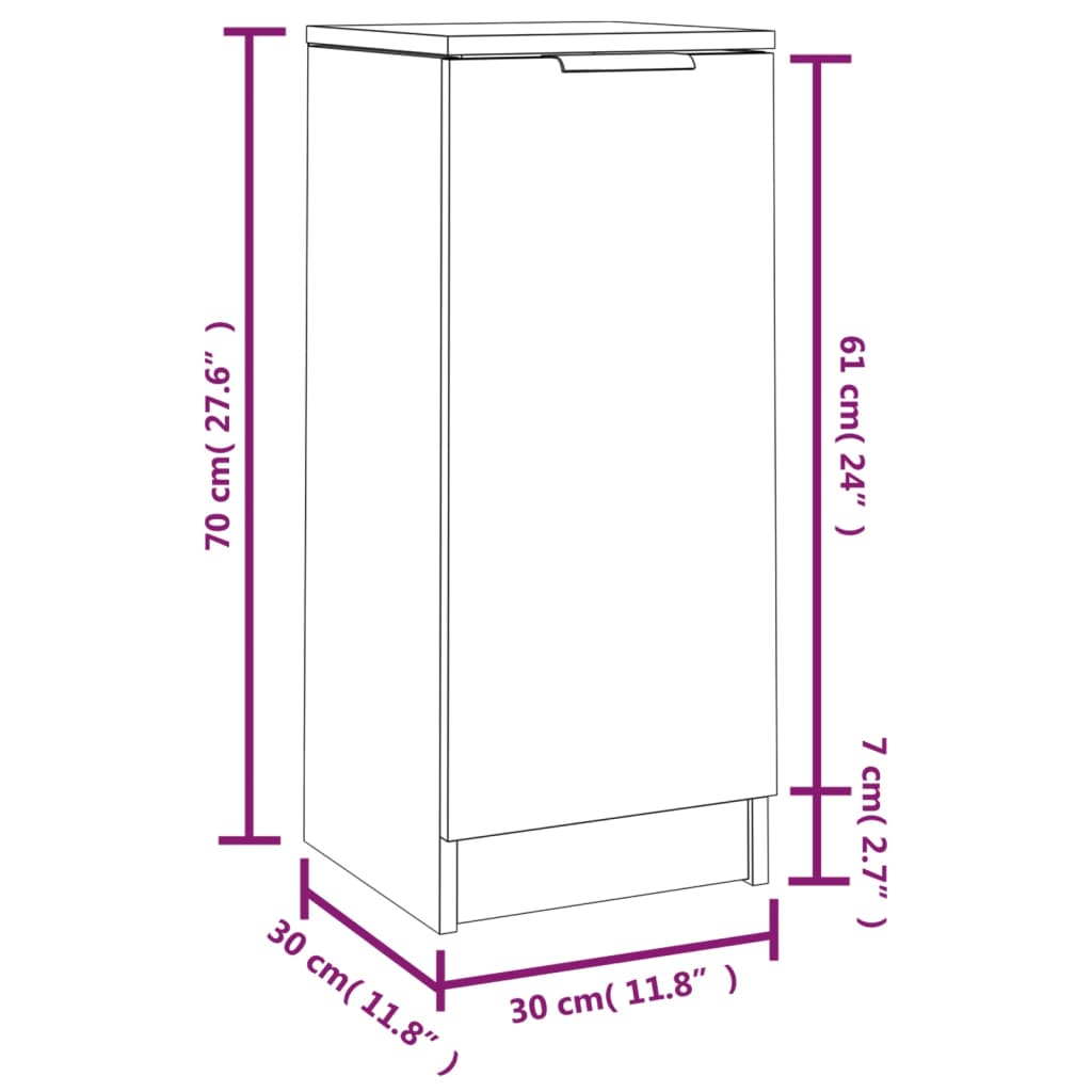 Dressoirs 2 st 30x30x70 cm bewerkt hout