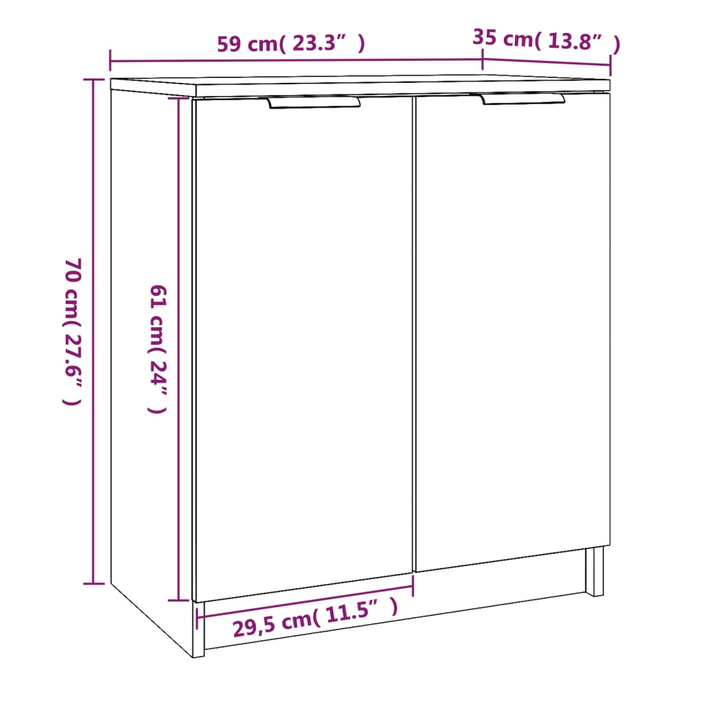 Schoenenkast 59x35x70 cm bewerkt hout eikenkleurig