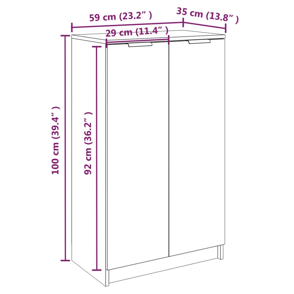 Schoenenkast 59x35x100 cm bewerkt hout