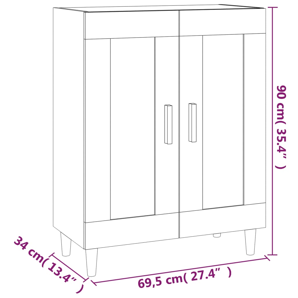 Dressoir 69,5x34x90 cm bewerkt hout eikenkleurig