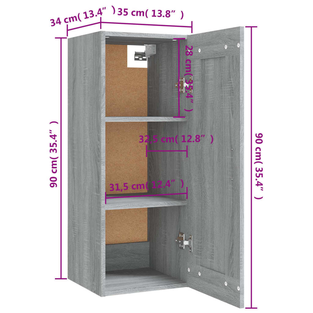 Hangkast 35x34x90 cm bewerkt hout