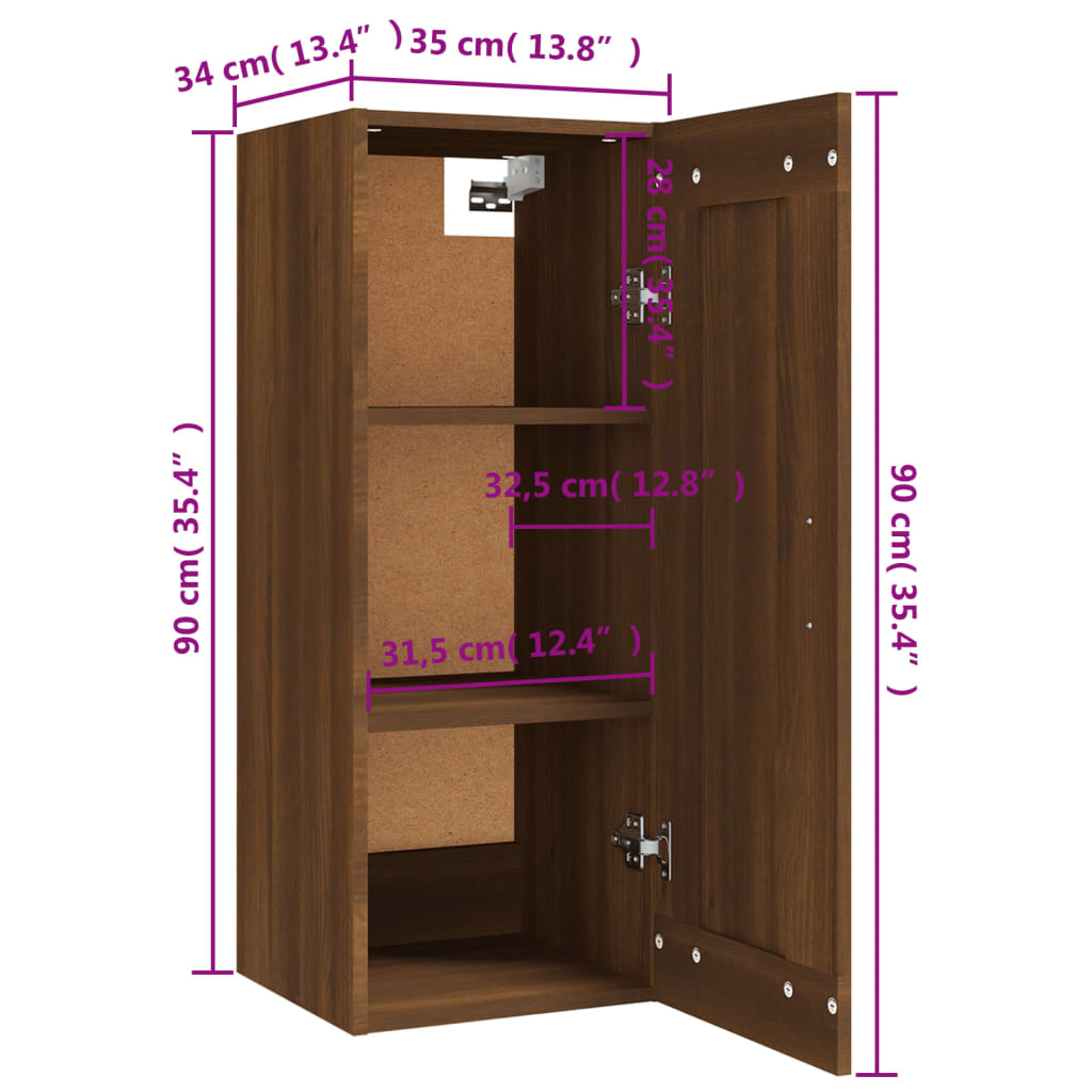 Hangkast 35x34x90 cm bewerkt hout