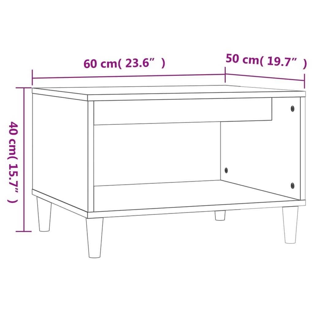 Salontafel 60x50x40 cm bewerkt hout