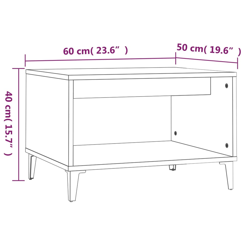 Salontafel 60x50x40 cm bewerkt hout