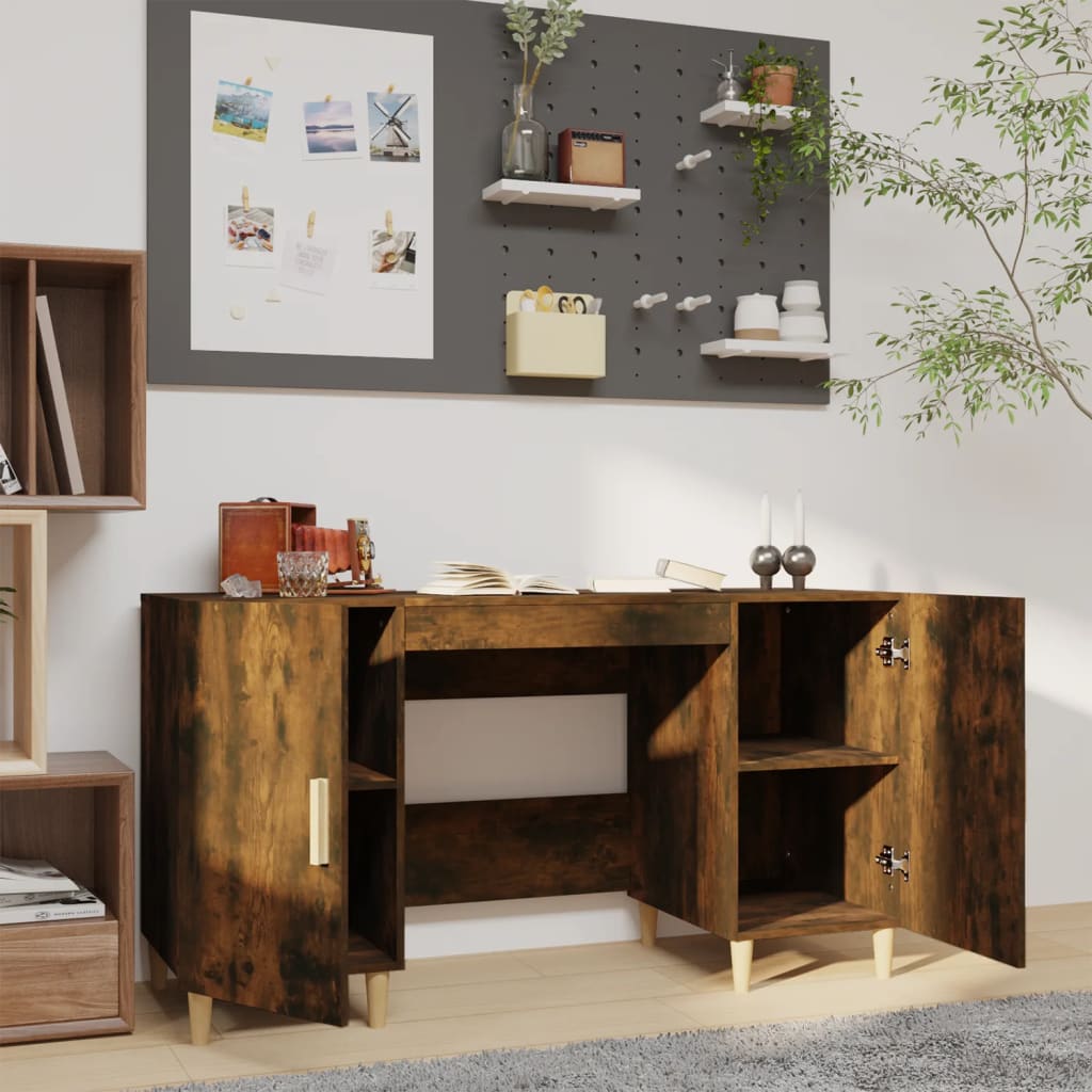 Bureau 140x50x75 cm bewerkt hout eikenkleurig