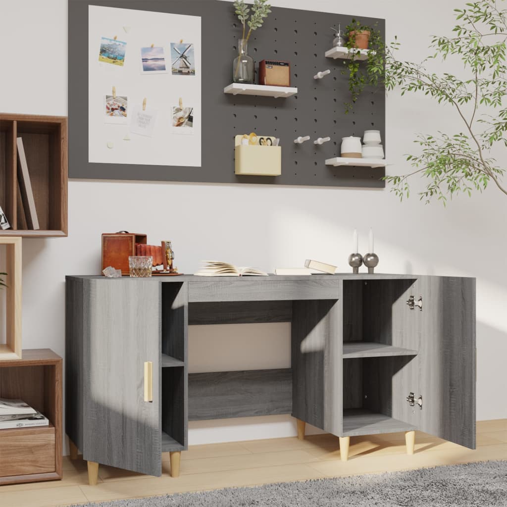 Bureau 140x50x75 cm bewerkt hout eikenkleurig