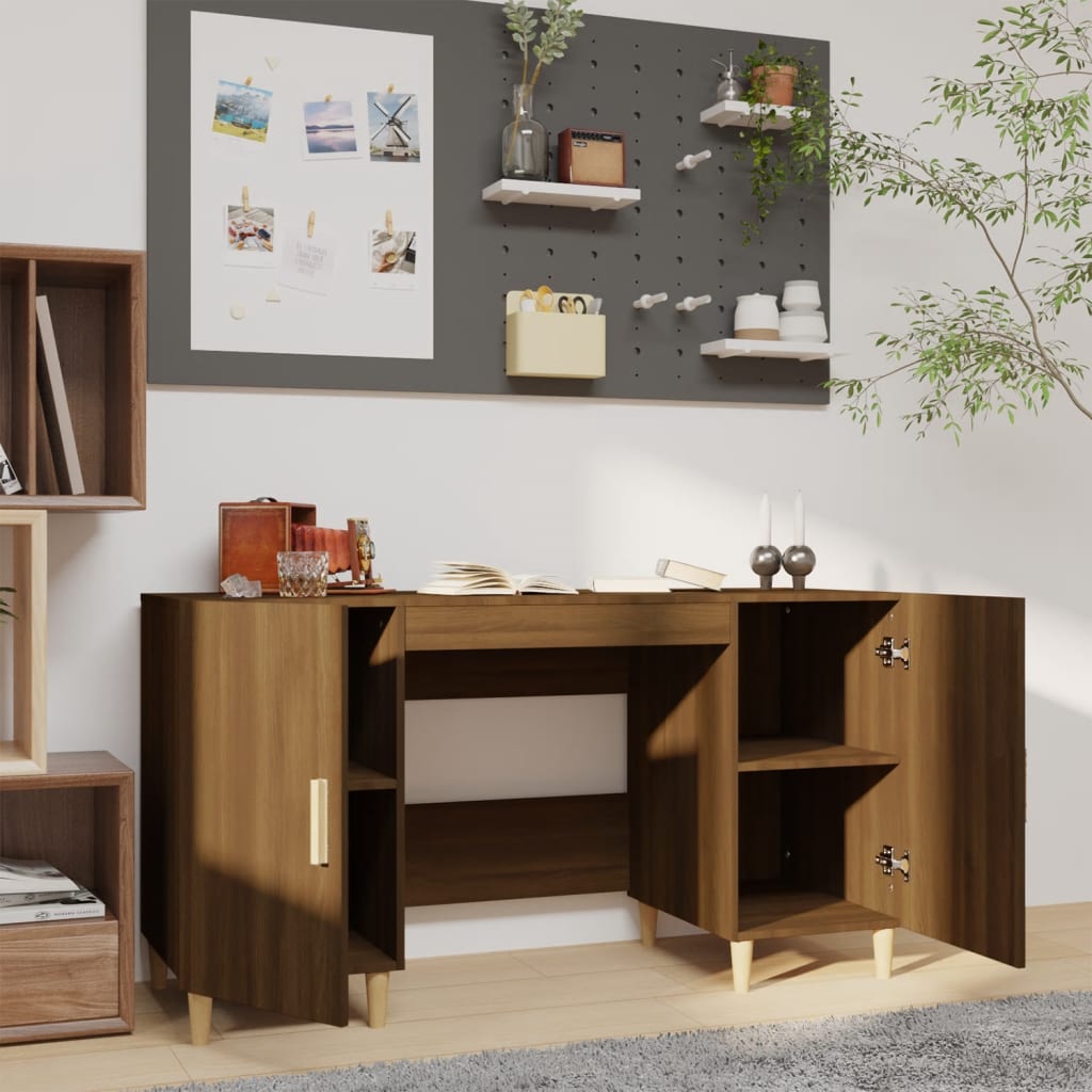 Bureau 140x50x75 cm bewerkt hout eikenkleurig