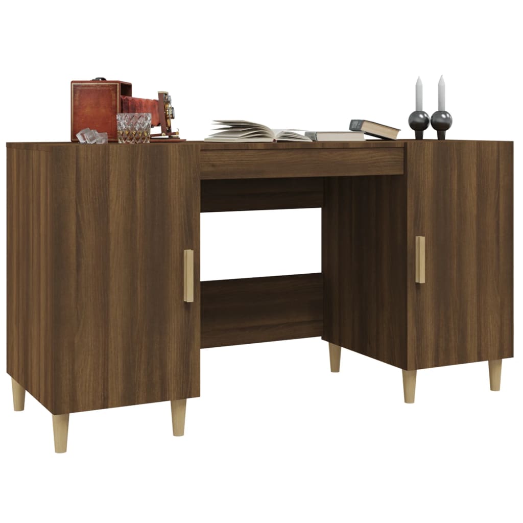 Bureau 140x50x75 cm bewerkt hout eikenkleurig