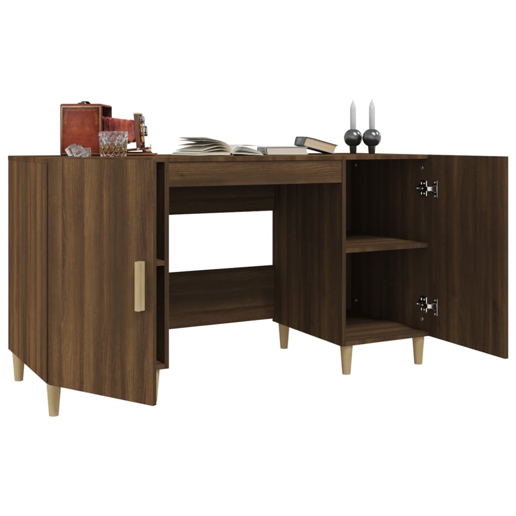 Bureau 140x50x75 cm bewerkt hout eikenkleurig