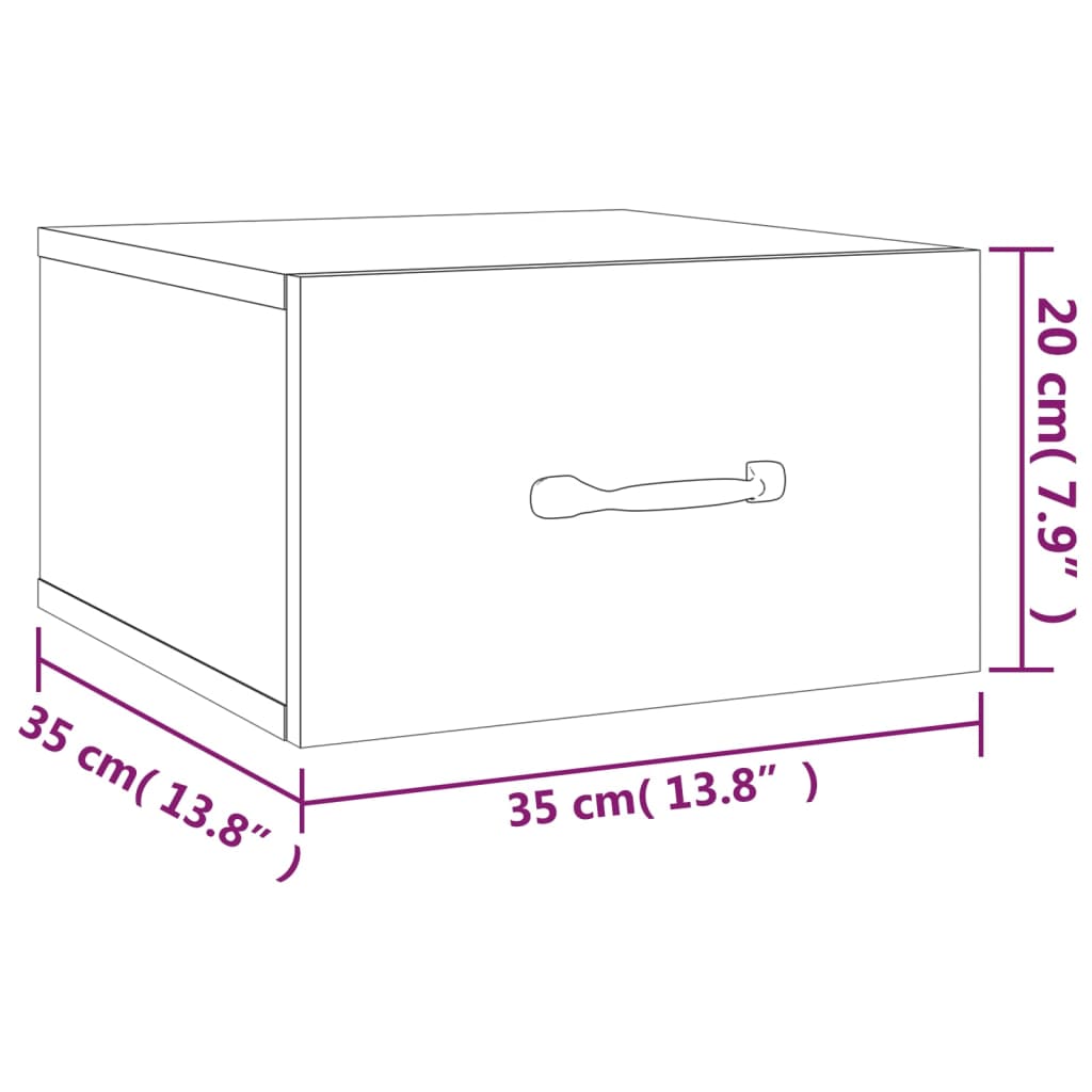 Nachtkastjes 2 st wandgemonteerd 35x35x20 cm