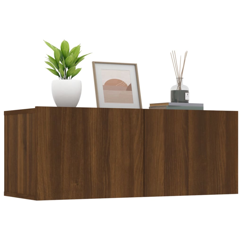 Tv-meubel 80x30x30 cm bewerkt hout bruin eikenkleur