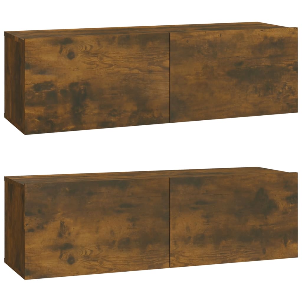 Tv-wandmeubels 2 st 100x30x30 cm hout bruin eikenkleurig