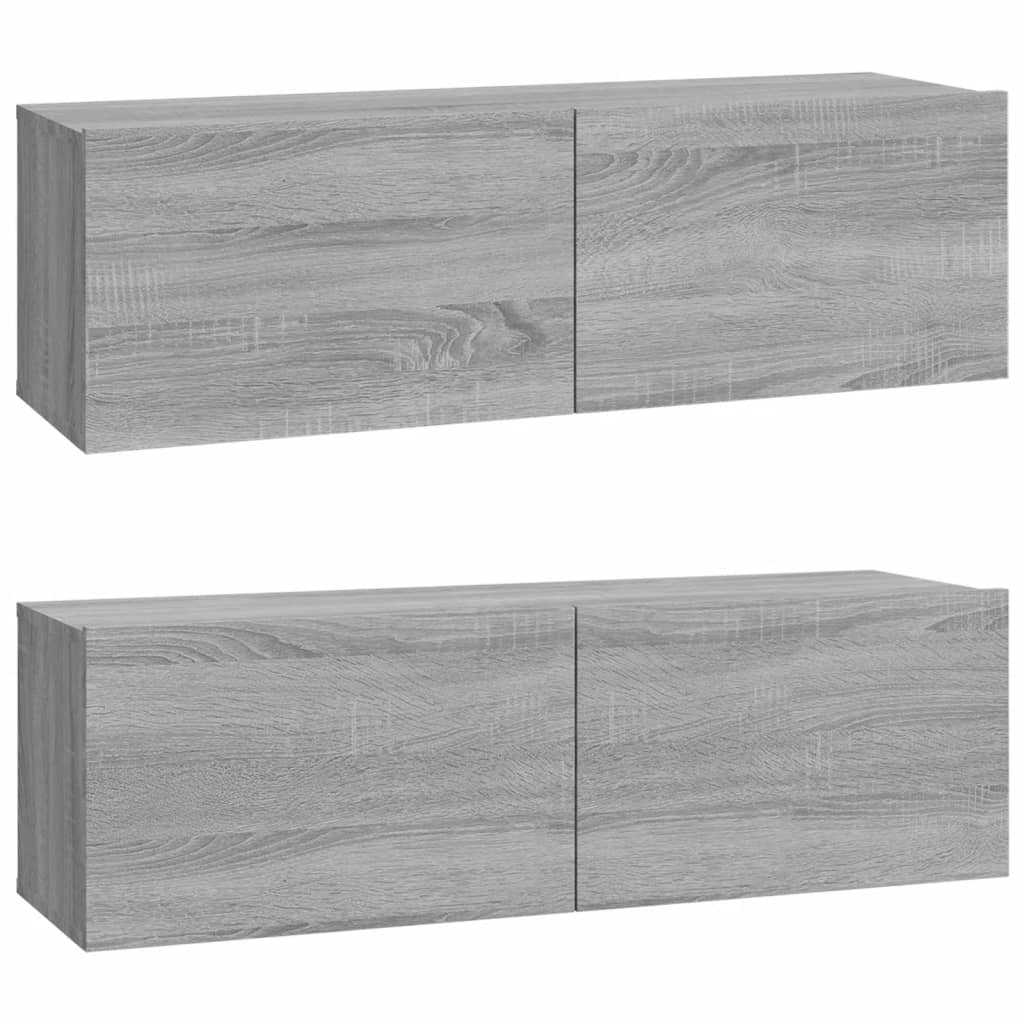 Tv-wandmeubels 2 st 100x30x30 cm hout eikenkleurig