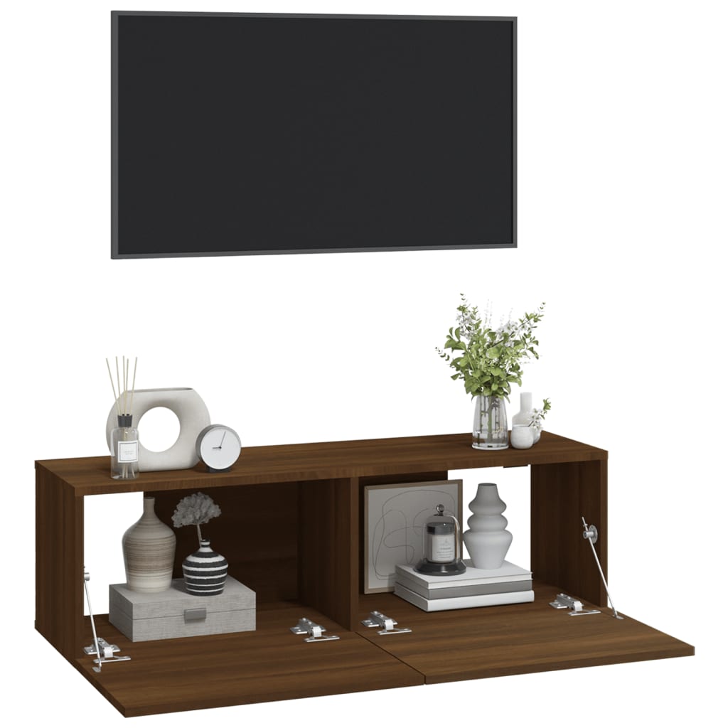 Tv-wandmeubels 2 st 100x30x30 cm hout eikenkleurig