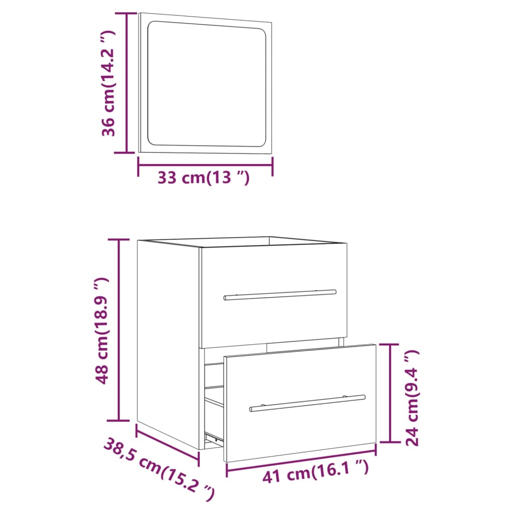 Badkamerkast met spiegel 41x38,5x48 cm