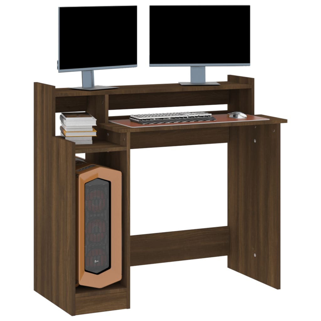 Bureau met LED-verlichting 97x45x90 cm bewerkt hout