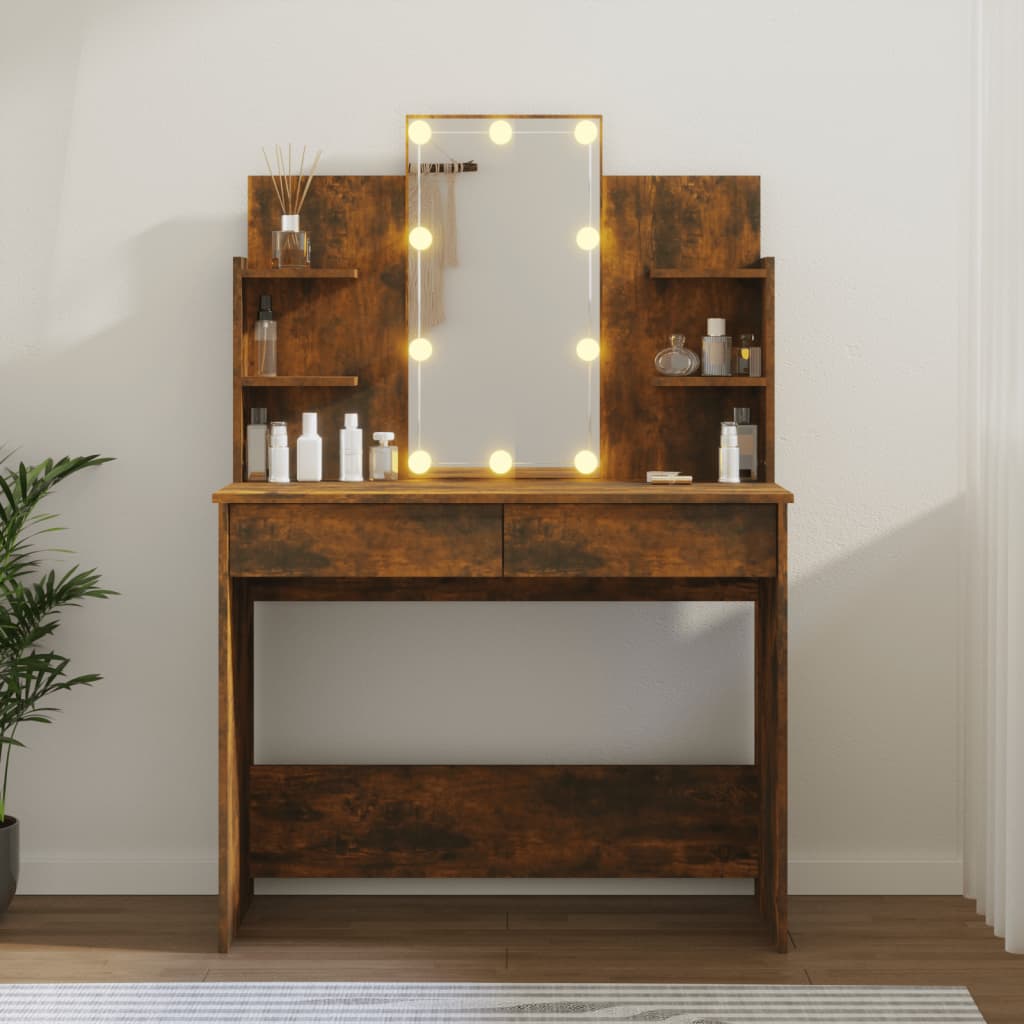 Kaptafel met LED-verlichting 96x40x142 cm eikenkleur