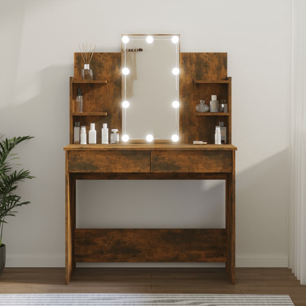 Kaptafel met LED-verlichting 96x40x142 cm eikenkleur