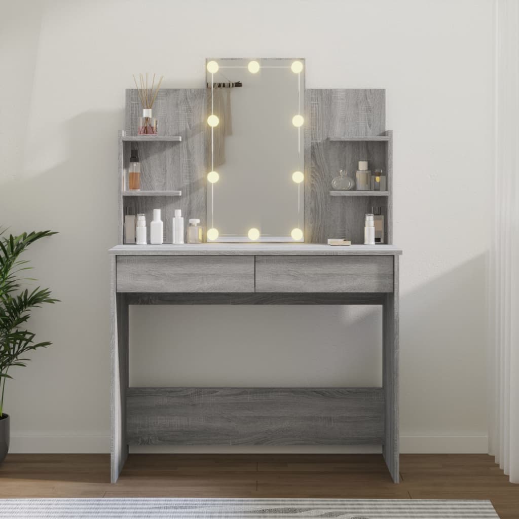 Kaptafel met LED-verlichting 96x40x142 cm eikenkleur