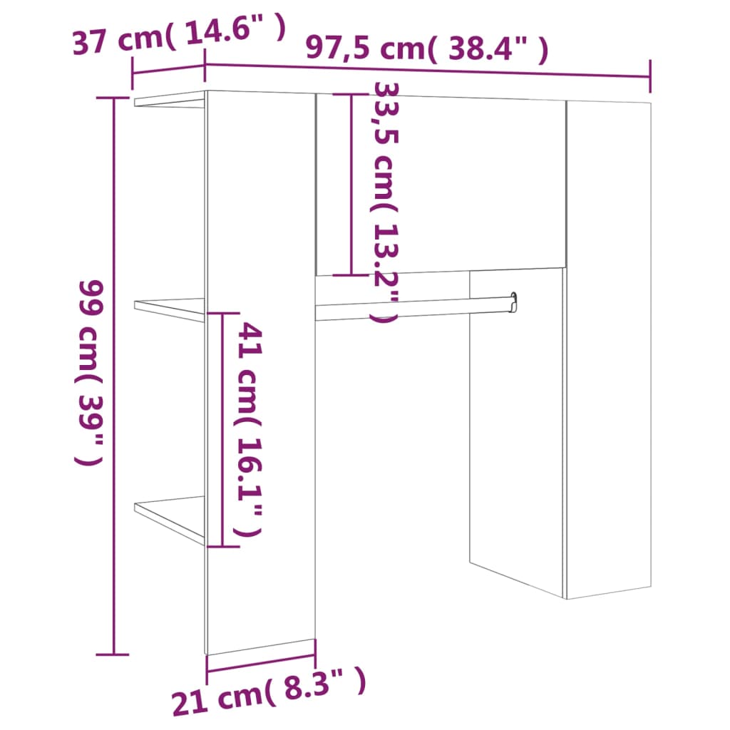 Halmeubel 97,5x37x99 cm bewerkt hout eikenkleurig