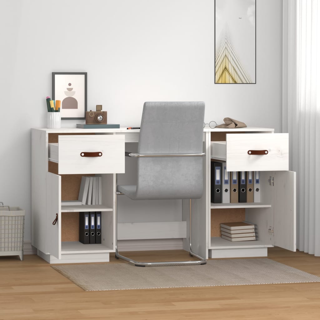 Bureau met kastjes 135x50x75 cm massief grenenhout