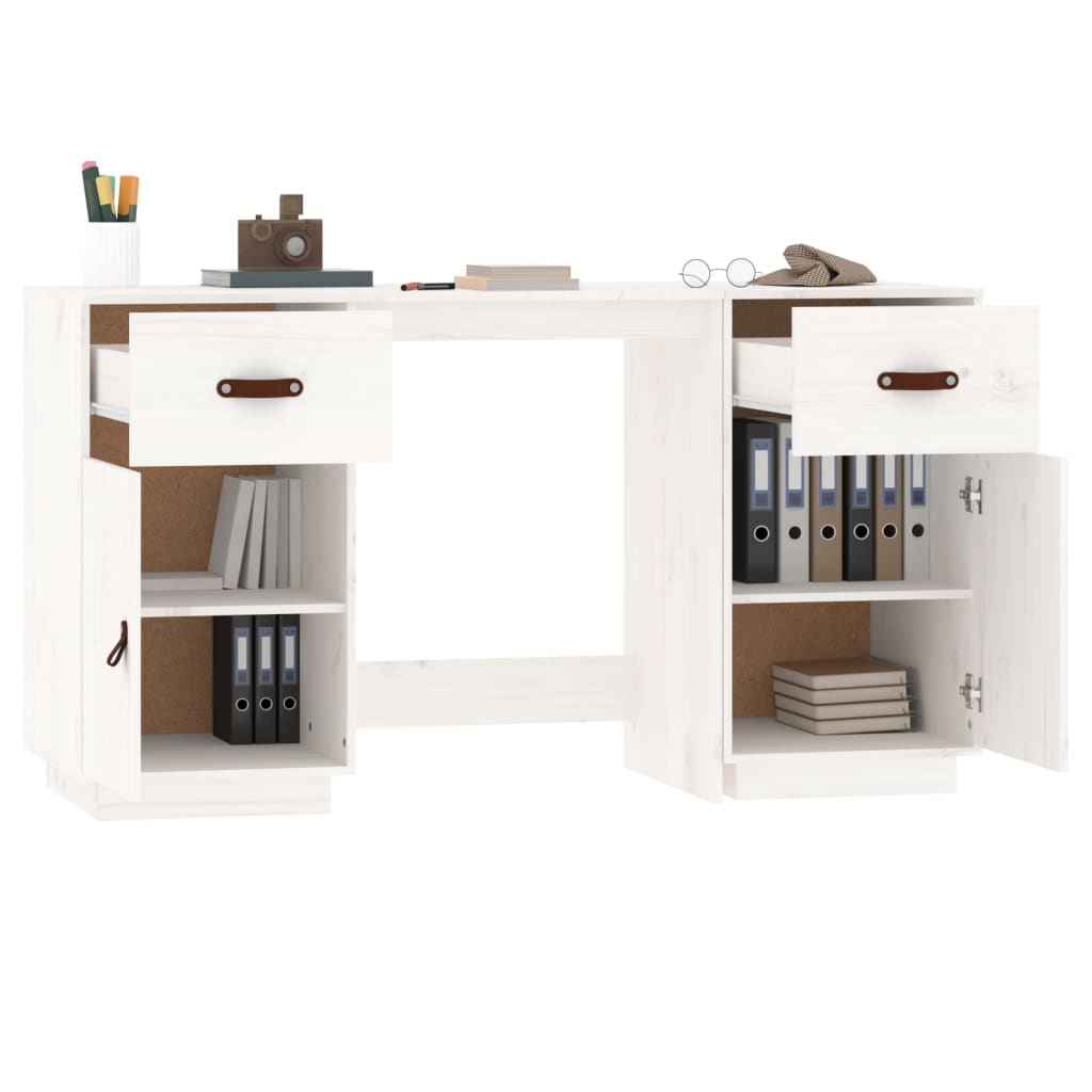 Bureau met kastjes 135x50x75 cm massief grenenhout