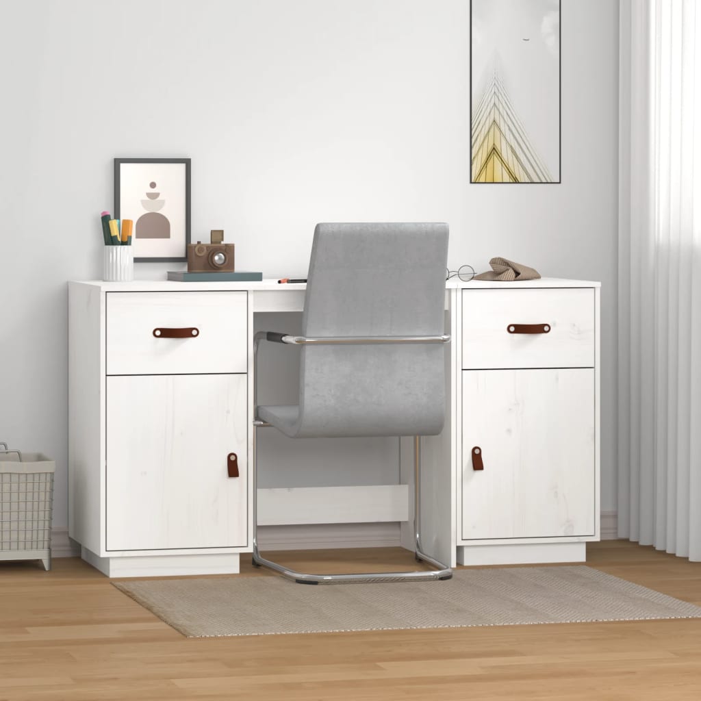 Bureau met kastjes 135x50x75 cm massief grenenhout